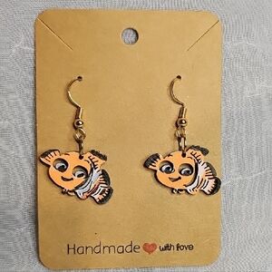 Handmade Fish Earrings - Orange and Black